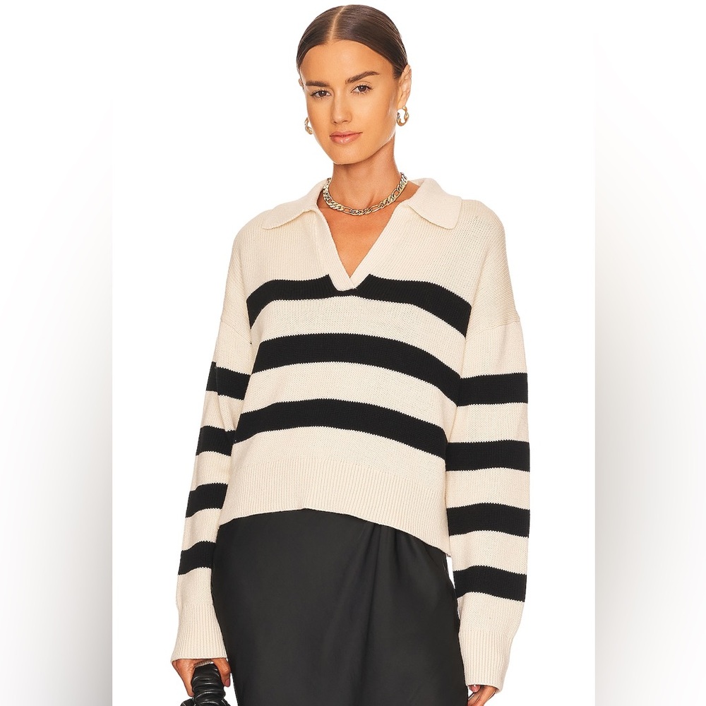 Tularosa Beige and Black Striped Women's Sweater